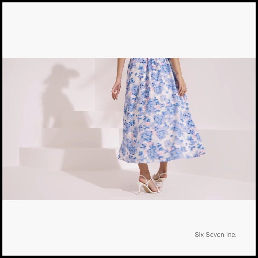 Polyester Elastane Square Neck Smocked Midi Dress… - image 7